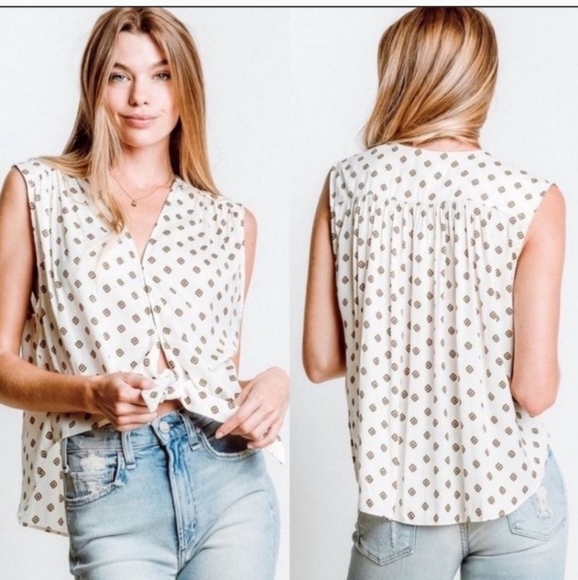 Free People Mornings in Marrakesh Tie Vest Cream - Picture 4 of 4